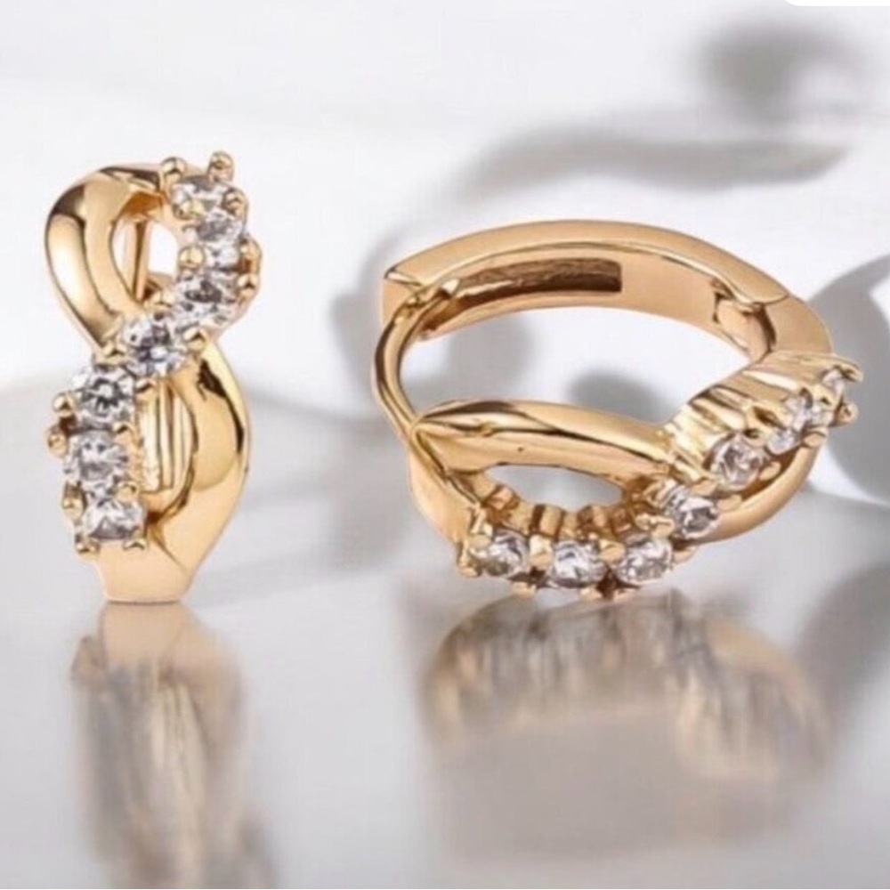18K Gold Plated Infinity Huggie Hoop Earrings | CZ Sparkle | Hypoallergenic